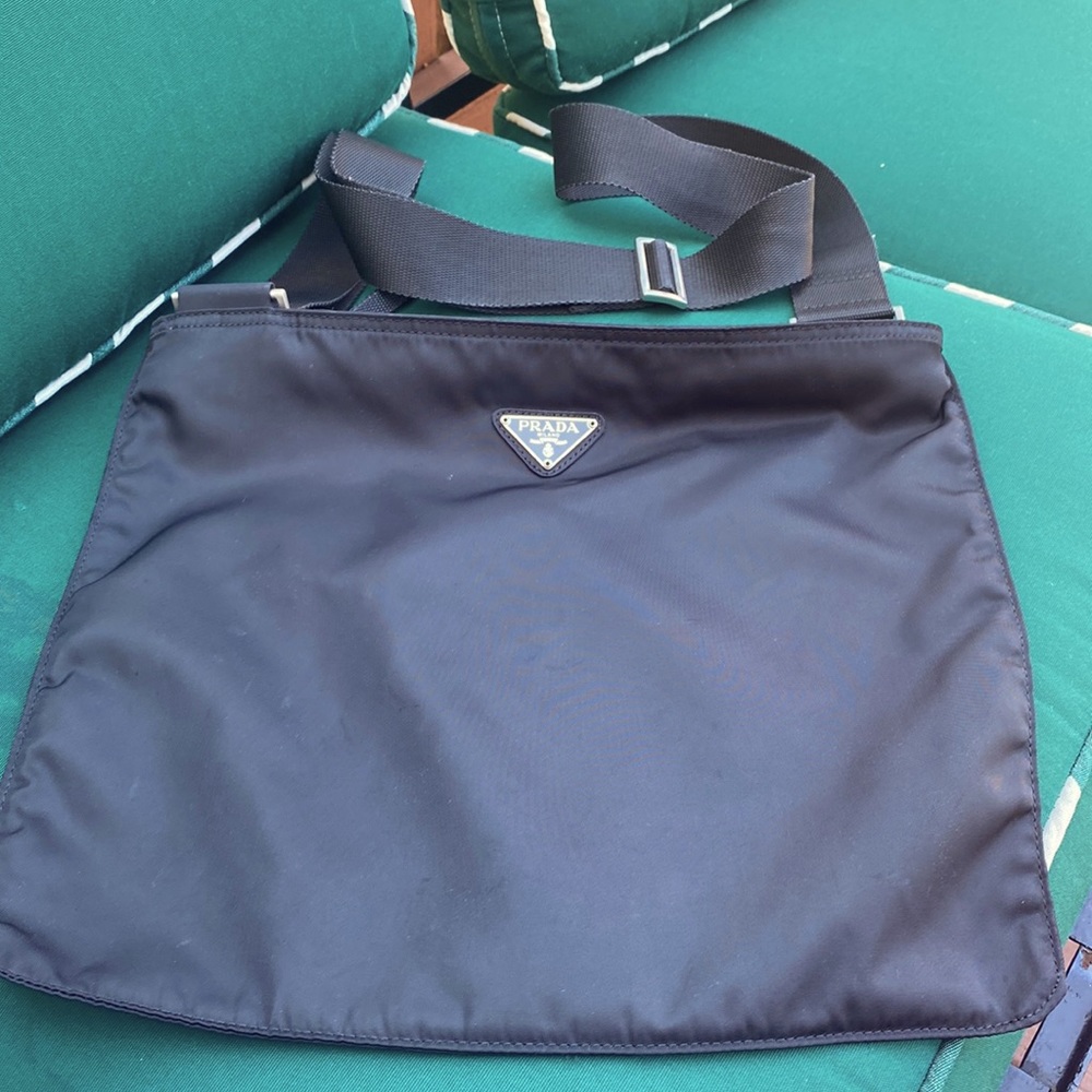 Prada Nylon Messenger Nylon Black Cross Body Bag